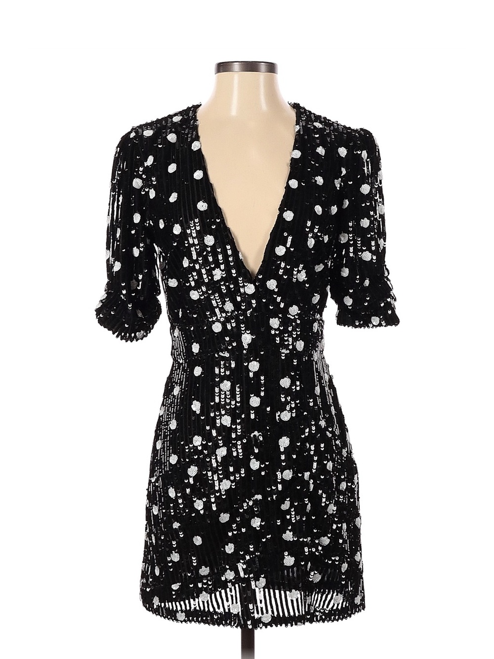 House of Harlow 1960 x revolve black and white polka dot sequin mini dress small